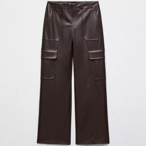 Zara Chocolate Brown Leather Pants